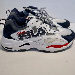 MEN'S FILA RAY TRACER GRAPHIC CLASSIC DAD SHOES WHITE/BLUE/RED/GREY SIZE 10 1/2‎